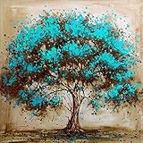 MXJSUA 5D Diamond Painting by Number Kit DIY Full Round Drill Cross Stitch Embroidery Rhinestone Picture Craft Art for Home Wall Decor Blue Flower Tree 12x12inch