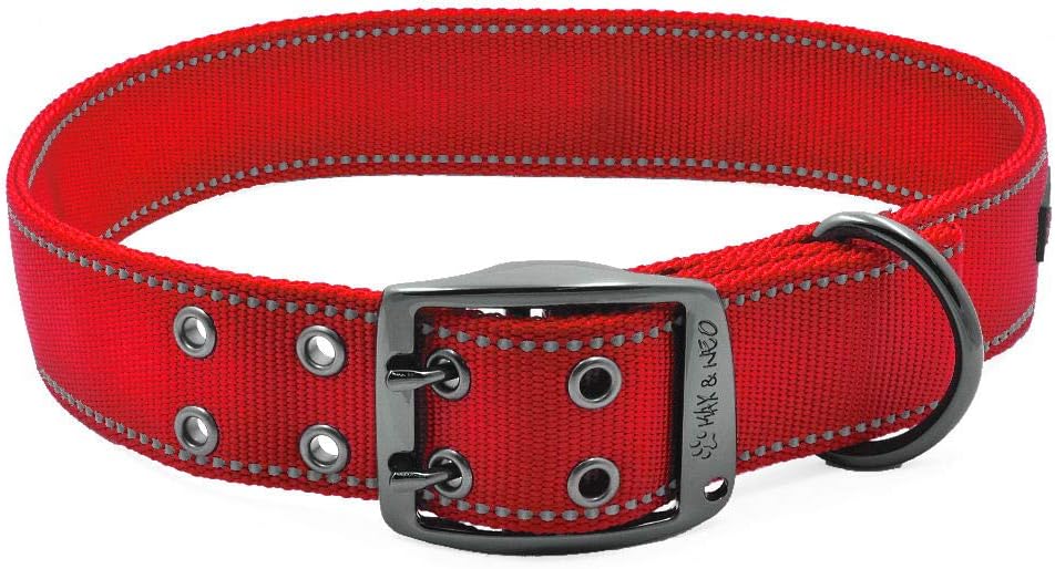 Max and Neo MAX Reflective Metal Buckle Dog Collar - We Donate a Collar to a Dog Rescue for Every Collar Sold