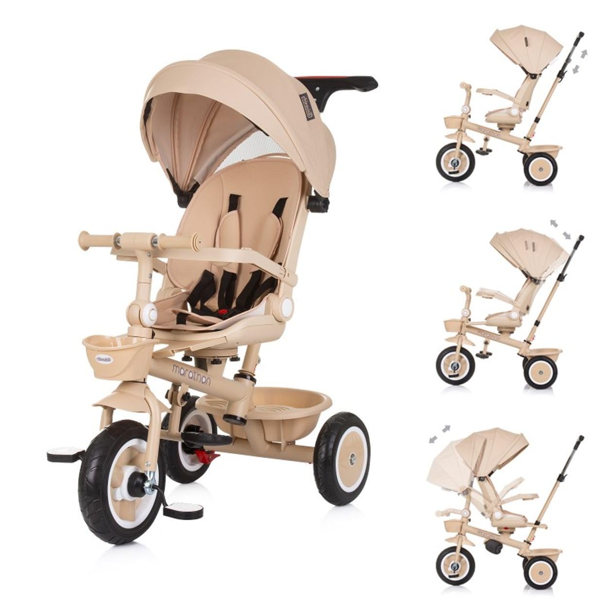 Chipolino Tricycle Marathon 2 in 1 Dreirad, Sitz umkehrbar, Gummiräder, Dach