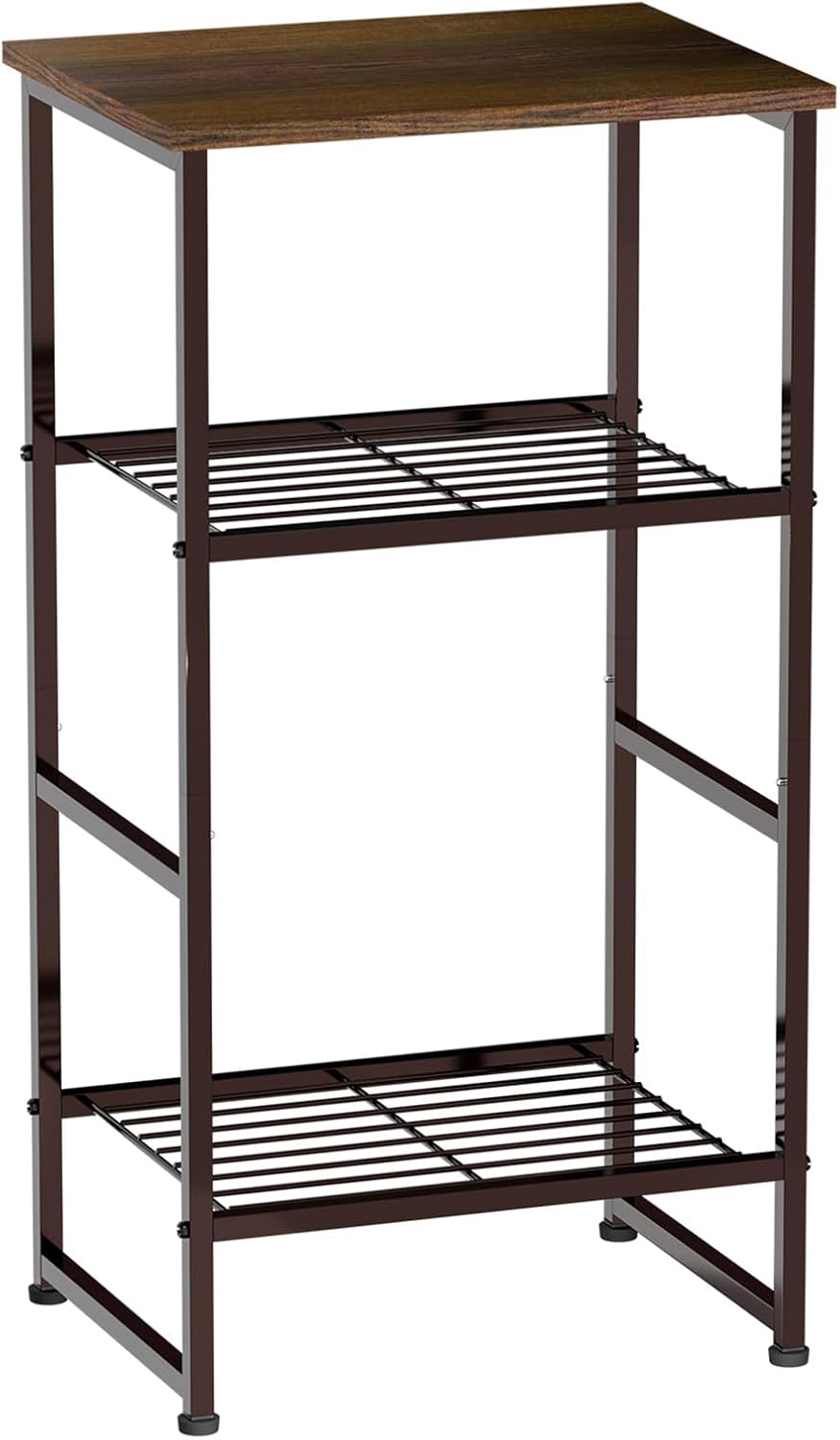 3 Tier Printer Stand with Adjustable Heights Storage Shelf, Sturdy Printer Table for Home Office, Stands for Shredder Scanner Fax, White