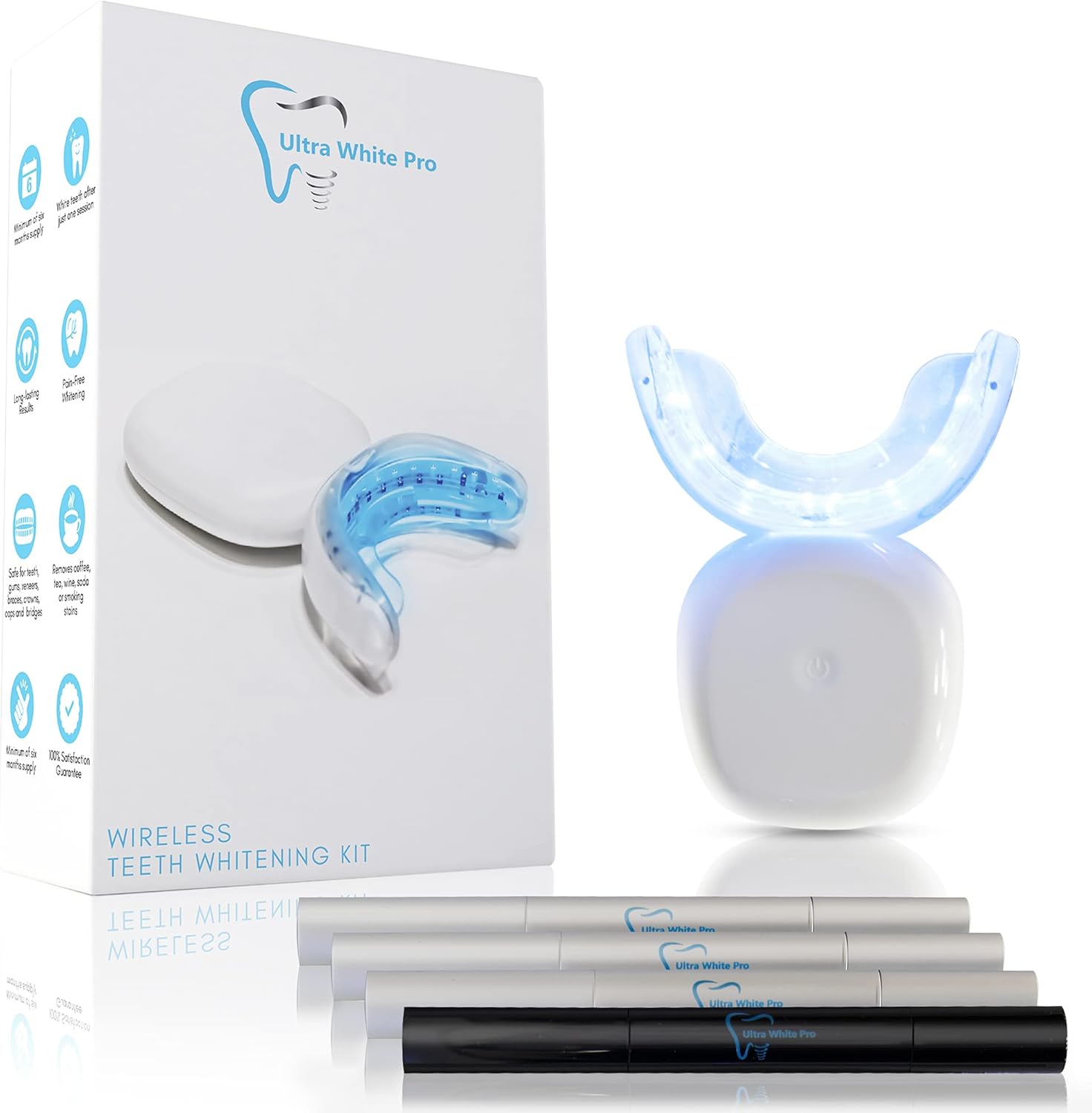 Ultra White Pro Wireless Teeth Whitening Kit with 32 LED Light | Complete at Home Whitening : Beauty & Personal Care