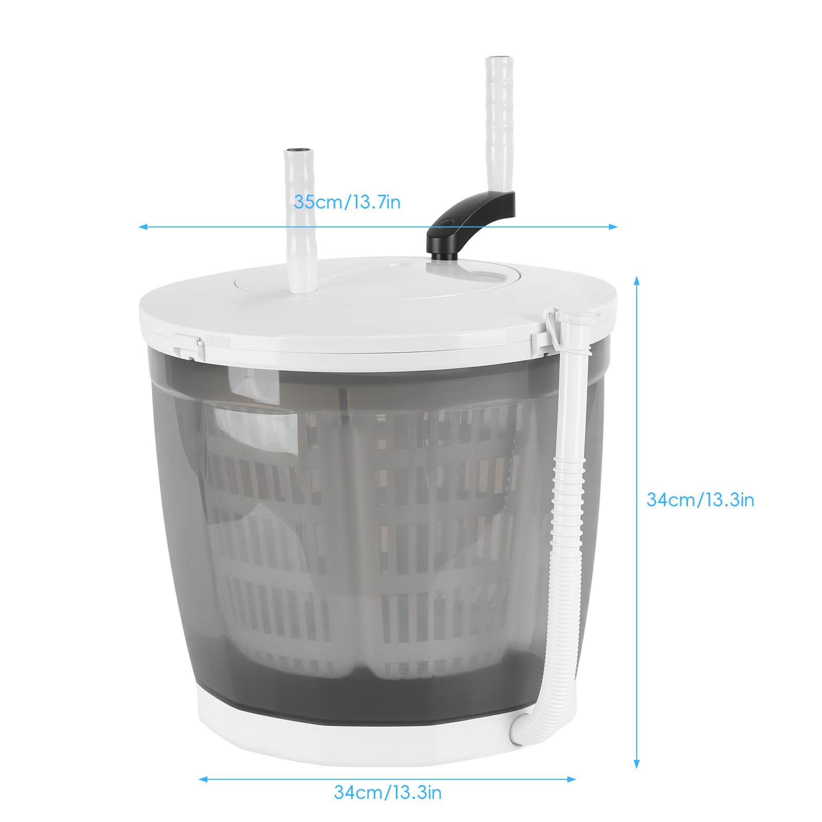 2-in-1 Manual Washing Machine, Hand Crank Washer with Spin Dryer & Suction Cup Base, Portable Mini Washer for Camping Dorm Travel, No Electricity Laundry Machine 2kg Capacity (Light Grey) — view 9