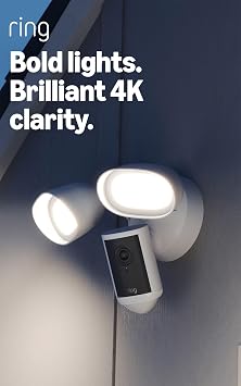 Ring Floodlight Camera 4K Pro (newest gen), Outdoor Security Camera, Retinal 4K, 10x Enhanced Zoom, 2000 Lumen Floodlights & Siren, 30-day free trial of Ring Subscription Plan : Amazon.co.uk