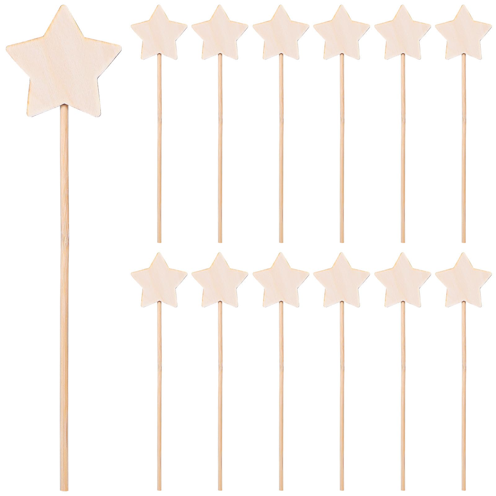 Toddmomy 20pcs Wooden Fairy Wands: Decorate Your Own Star Wand Craft - Unfinished Wood Stick DIY Party Favor for Birthday Party Cosplay