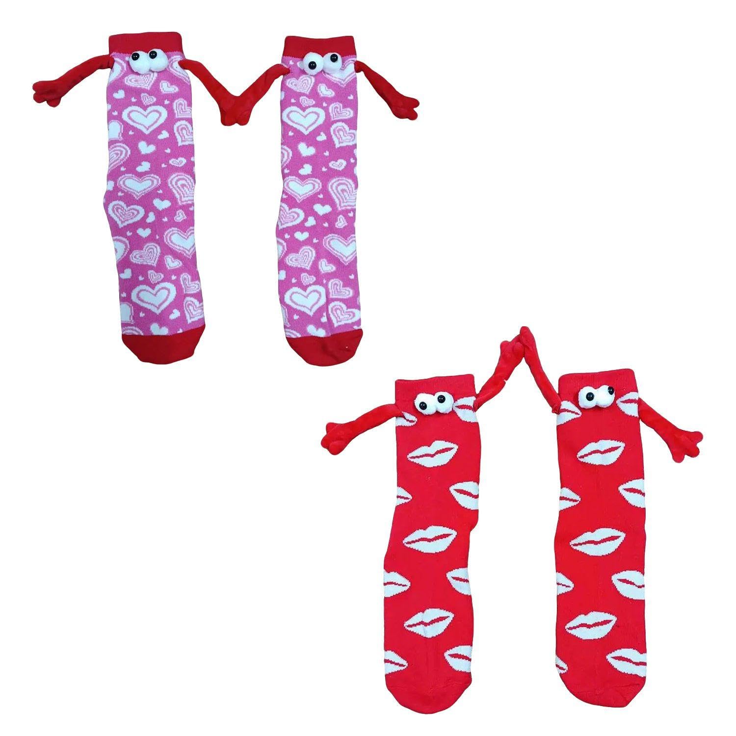 Tvsvkwe Unisex Red 2 Pairs Of Funny Socks, Couple Socks, Creative Design Socks, Fun Socks, Gift Socks.