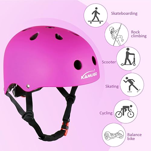 Miniatura 7 de KAMUGO Casco ajustable para niños, con equipo de protección deportiva, rodilleras, coderas, muñequeras para niños de 2 a 8 años de edad, para