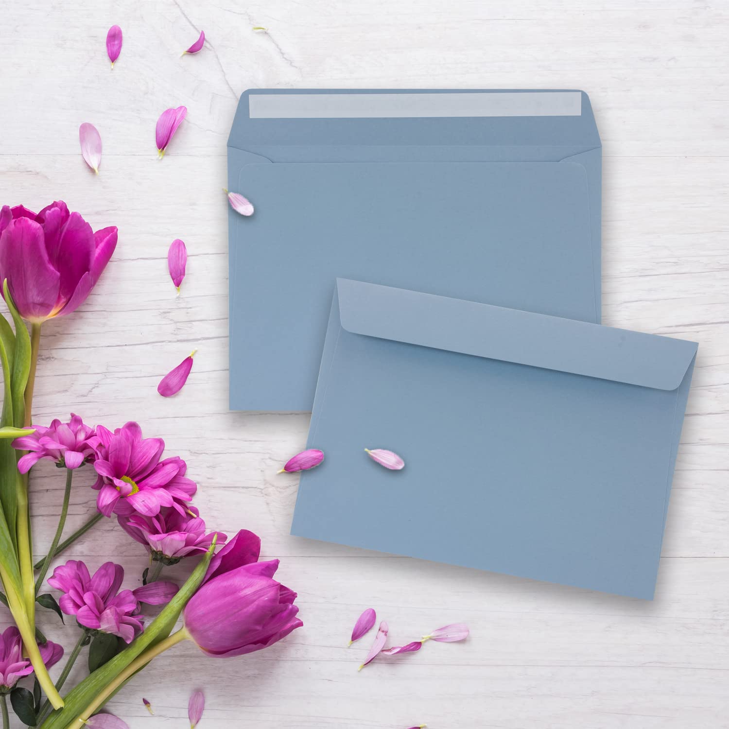 200 sobres DIN C5, color azul grisáceo, 16,2 x 22,9 cm, cierre autoadhesivo, elegantes sobres para grandes invitaciones y tarjetas de cumpleaños o bodas