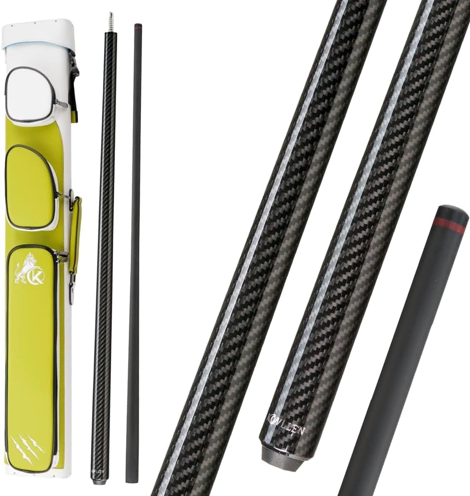 KONLLEN Billiards Case 6 Hard Holes Case and Carbon Fiber Break Cue (Handmade 2 Butts 4 Bag Only 1/2 Split Cue/Other Cue 3-Pieces Break Jump Cue)