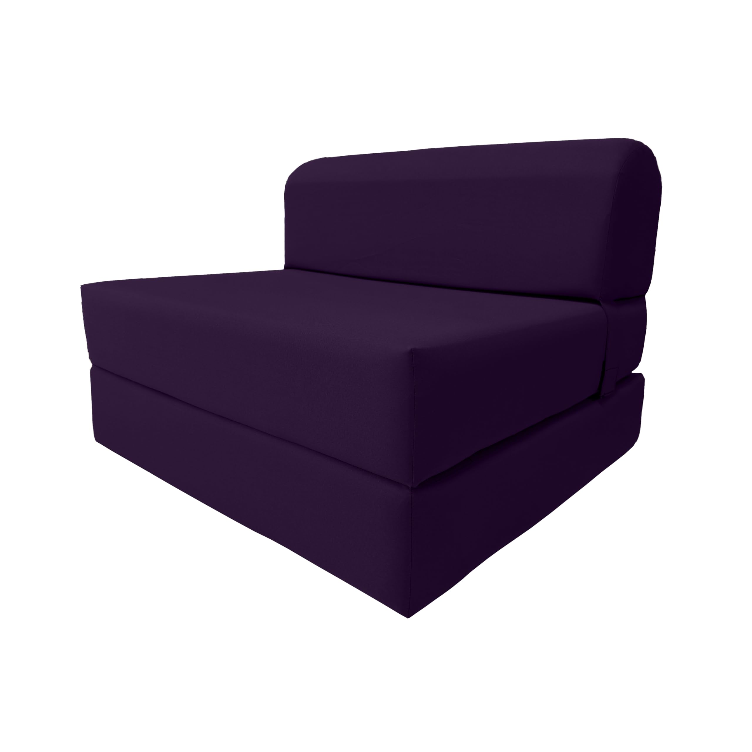 D&amp;D Futon Furniture Sleeper Chair Folding Bed, Studio Sofa Guest Folded Mattress, High Density Foam (70 x 36 x 6, Purple)
