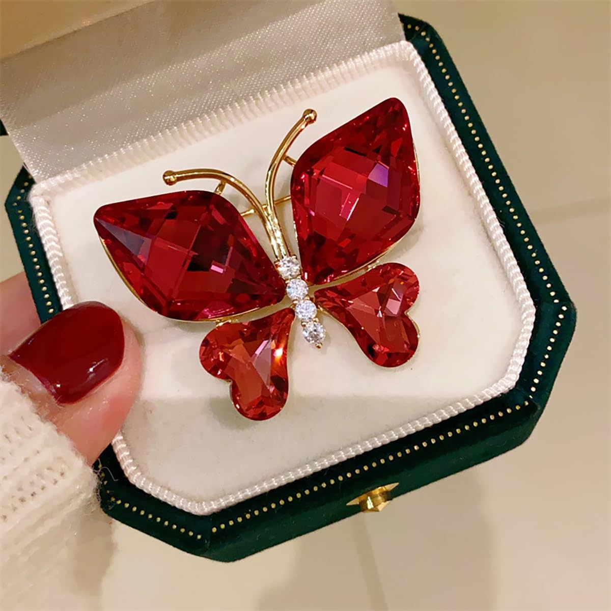 Rhinestone Butterfly Brooch Pin for Women Clear Crystal Insect Colorful Birthstone Cartoon Brooches Lapel Pins Dress Accessories Elegant Christmas Theme Party Animal Jewelry - Image 5