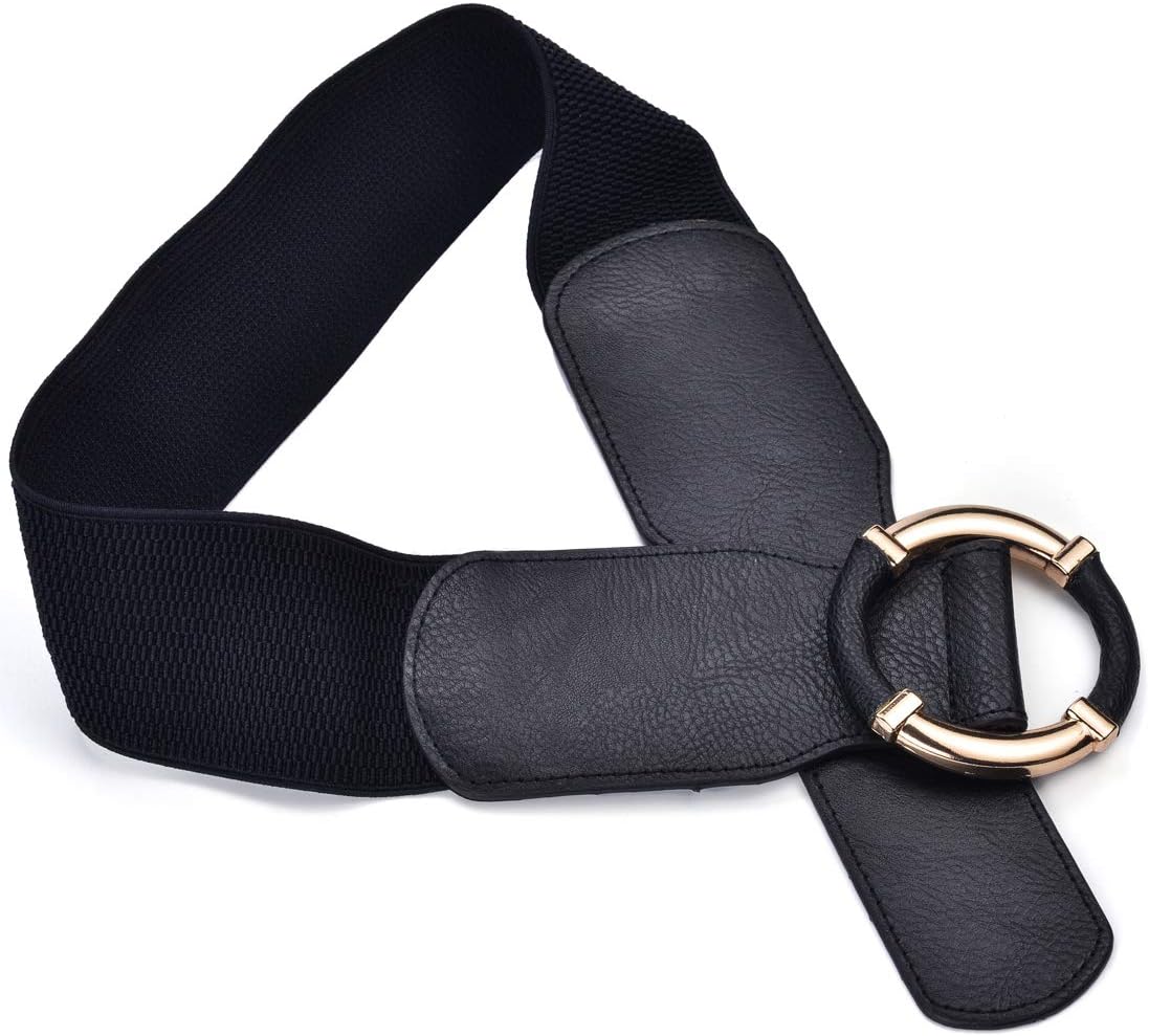 Beltox Women Elastic Belt Dress Stretchy Wide Waist Vintage Thick Cinch PU Leather - Image 2