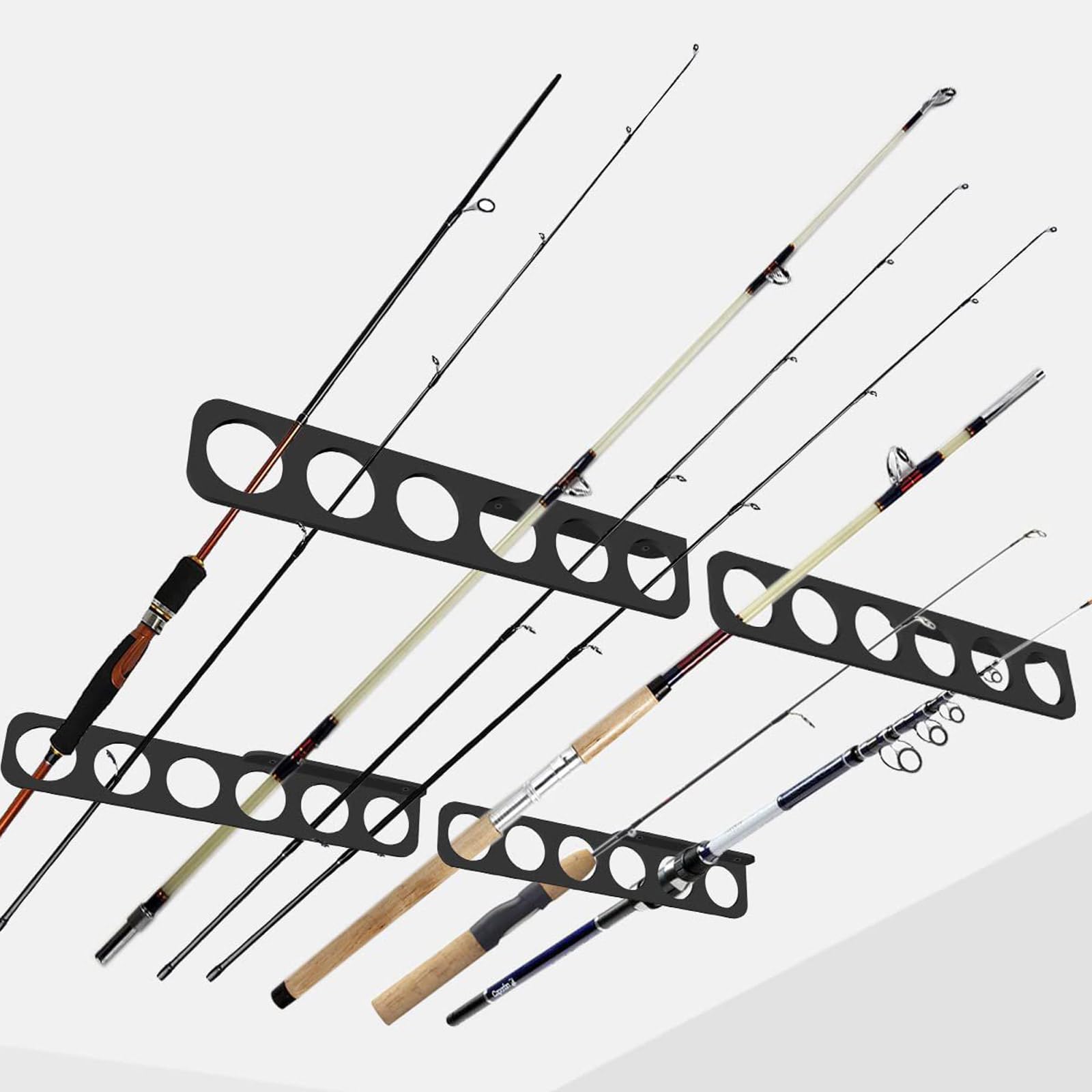 Supporto per canna da pesca a parete Supporto per canna da pesca orizzontale 6/12-Rod Supporto per canna da pesca