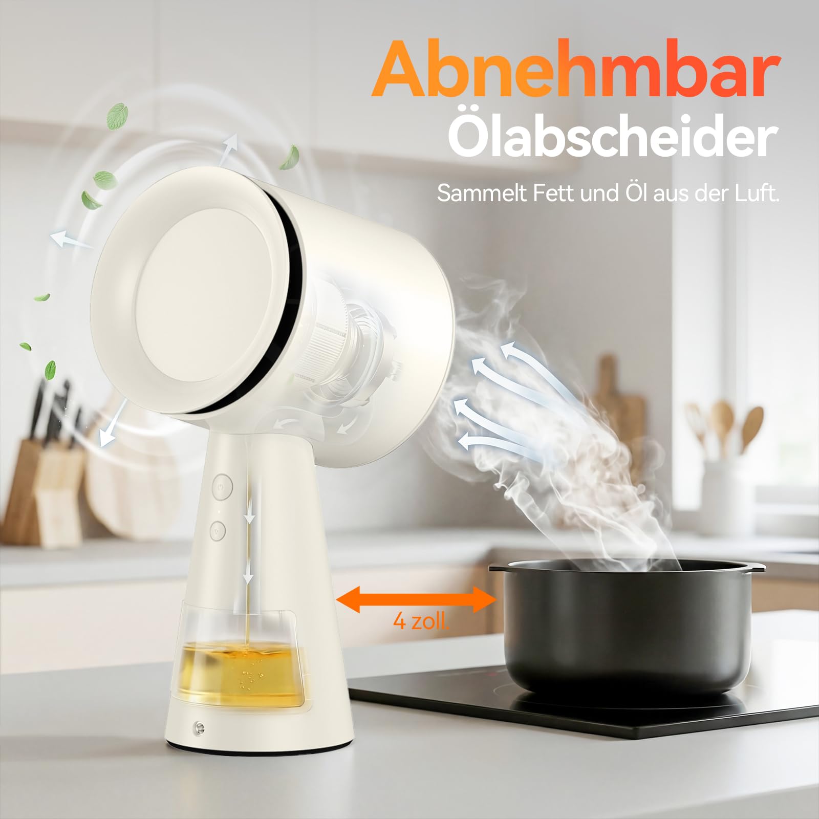Mini Dunstabzugshaube,Tragbare Abzugshaube mit 3 Geschwindigkeiten,Mobile Dunstabzugshaube mit Austauschbarem Filter für BBQ,Kochen,Hot Pot,Camping,Wohnmobil,Küche,Wohnung, Weiß