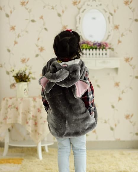 Doladola Uniseks kindervest met capuchon en dier, pluche modegilets voor jongens en meisjes, verkleedkostuum, Panda, L