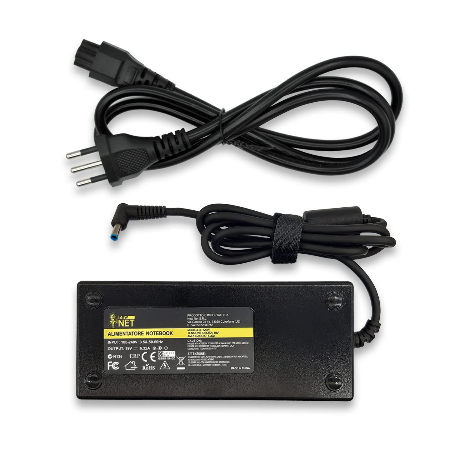 New Net Alimentatore - Caricatore Caricabatteria compatibile con Notebook ASUS ROG g501 g501j g501V [ 19V 6.32A 120W - 4.5 x 3.0 mm ]