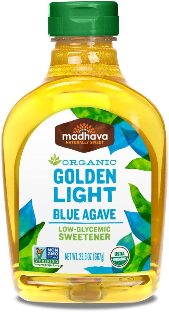 MADHAVA Organic Light Agave, 23.5 oz. Bottle |100% Pure Organic Blue Agave Nectar | Natural Sweetener, Sugar Alternative | Vegan | Organic | Non GMO | Liquid Sweetener,(Pack of 6)