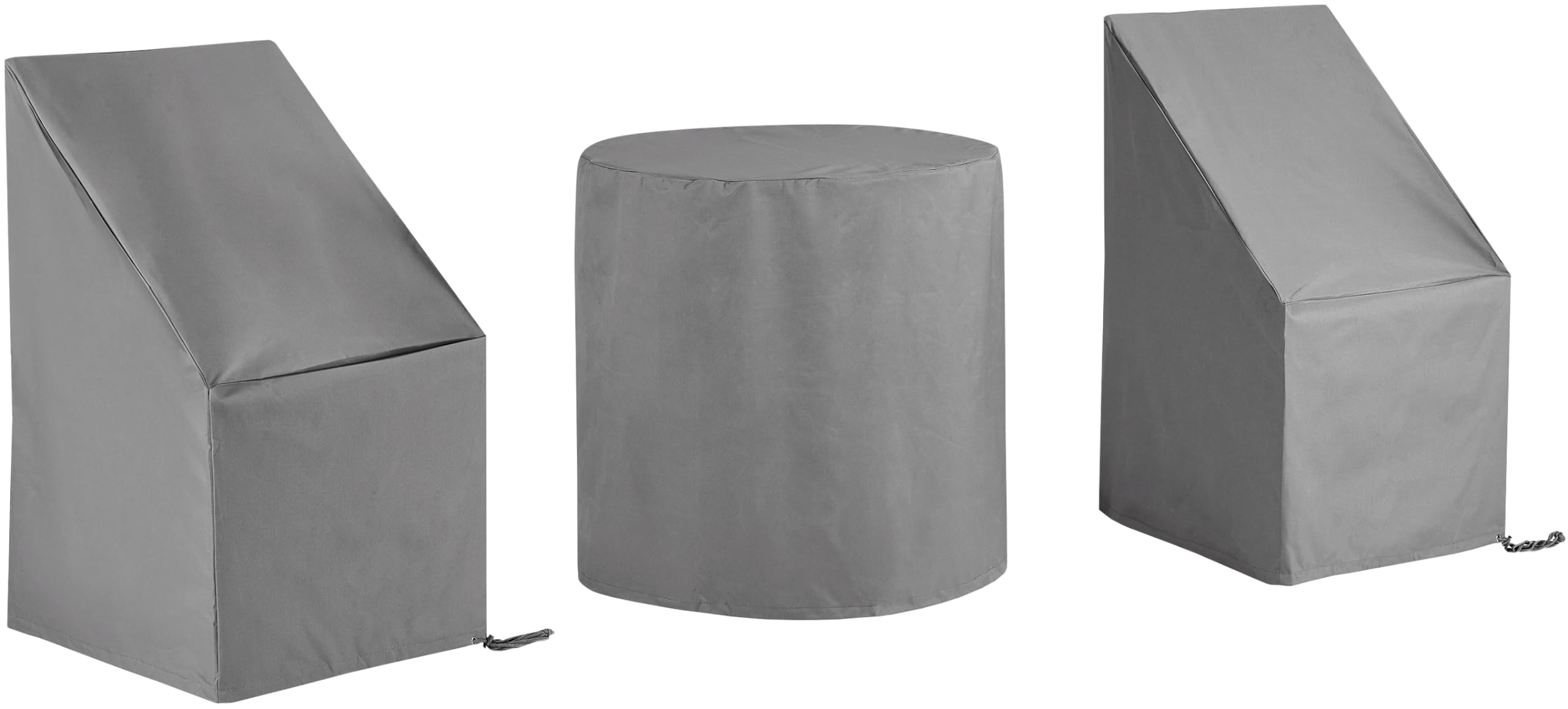 Crosley Furniture MO75018-GY Heavy Gauge Reinforced Vinyl 3-Piece Set Outdoor Furniture Cover Set (2 Dining Side Chairs, Bistro Table), Gray