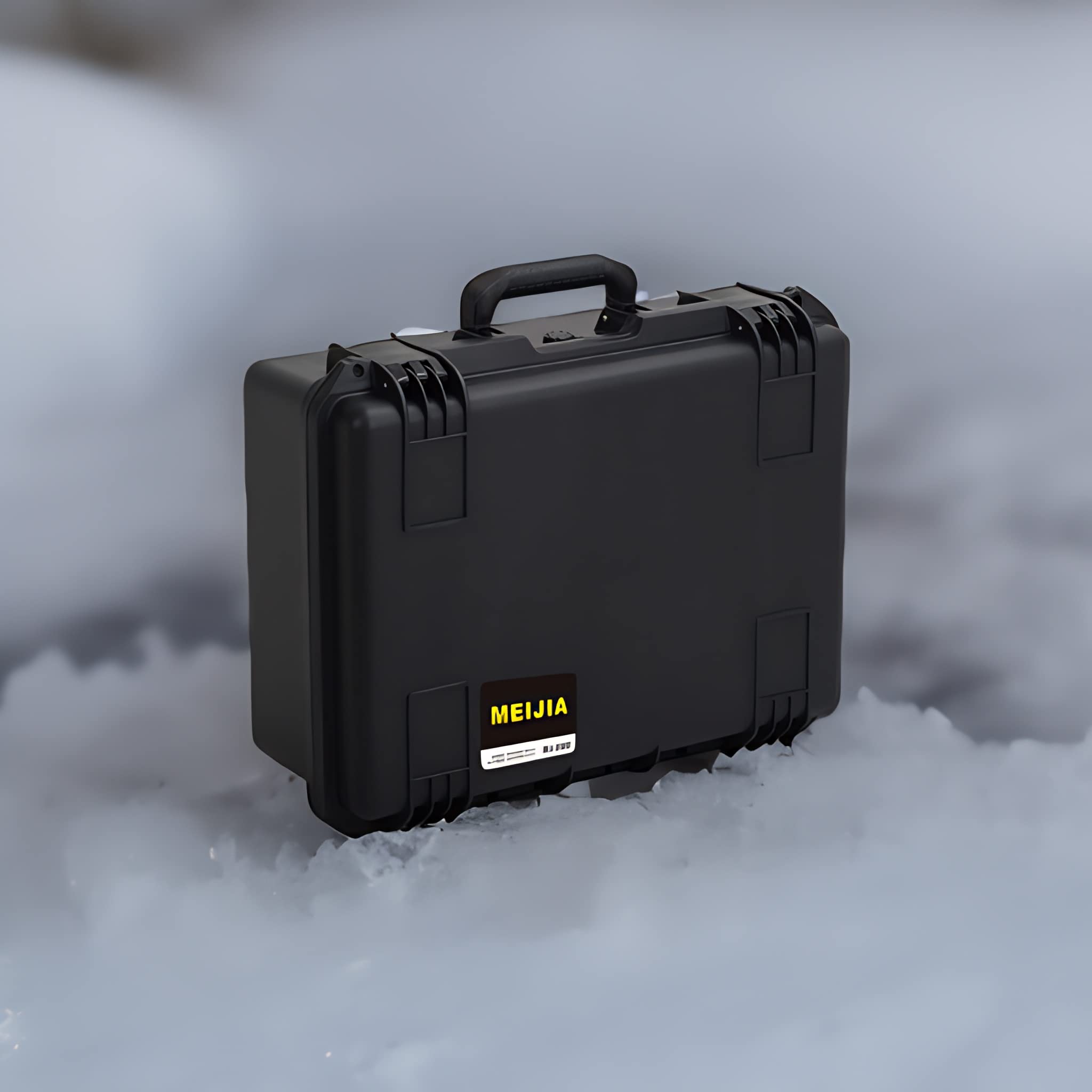 MEIJIA Portable Premium Waterproof Hard Compact Compact Case with customizable fit foam,Lightweight and Strong Design,21.2"x16.0"x8.3",Elegant Black