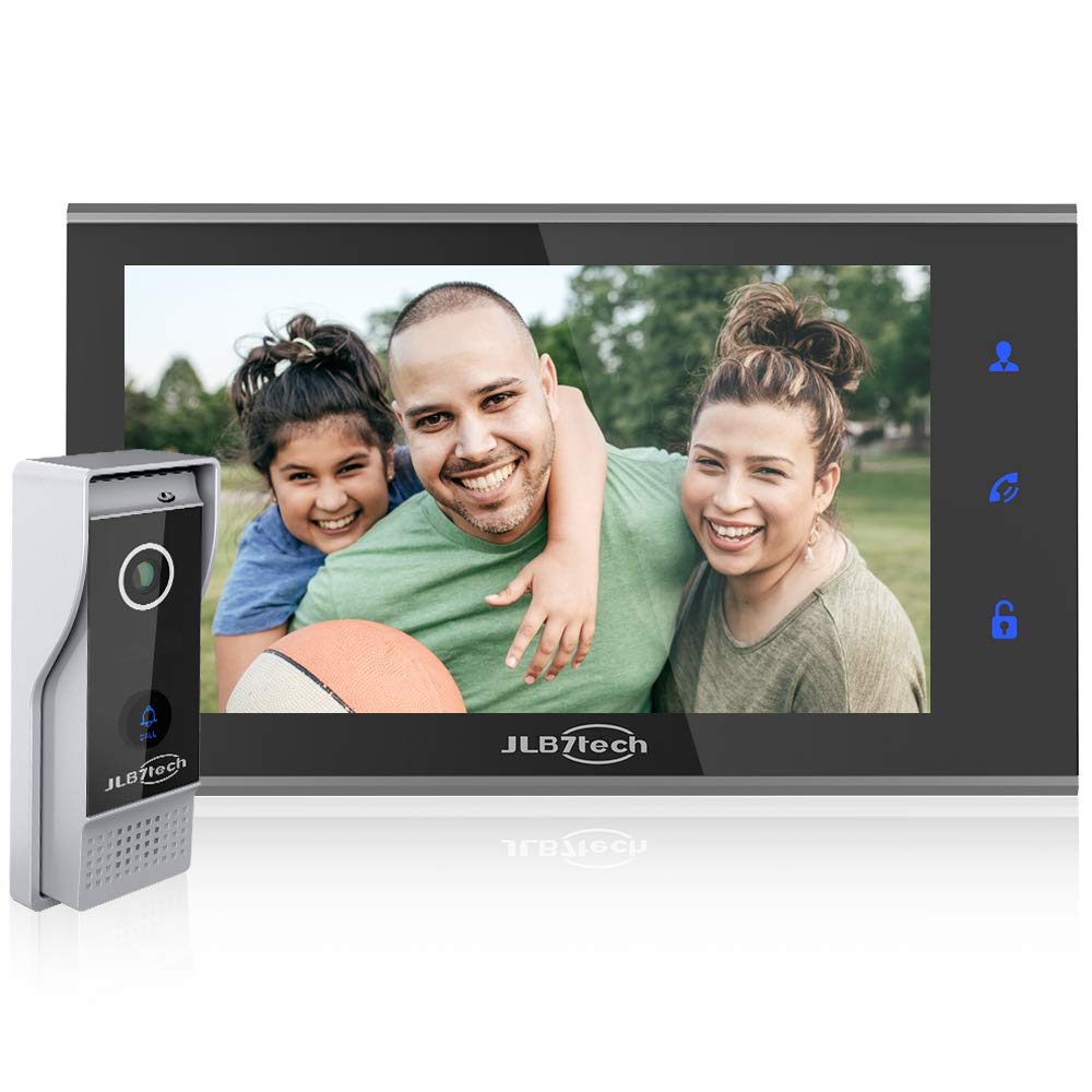 JLB7Tech Video Doorbell Intercom,4-Wire 7" IPS Full View HD Monitor Doorbell Camera Kit with IR Night Version Wide Angle AHD 1080P Video Door Phone,Support Remote Unlock,Monitoring,Recording,Snapshot