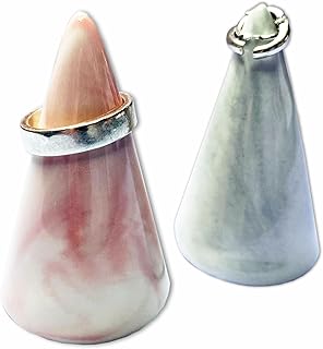 Zurtoki 2 PCS Ceramic Ring Holder for Jewelry, Decorative Stand Cone With Unique Marble Textures, Display Tower, Engagement Wedding Showcase Stand
