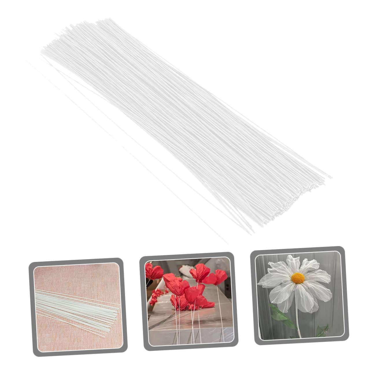 VILLCASE Lot De 100 Tiges De Fil De Fer Pour Arrangements De Bricolage