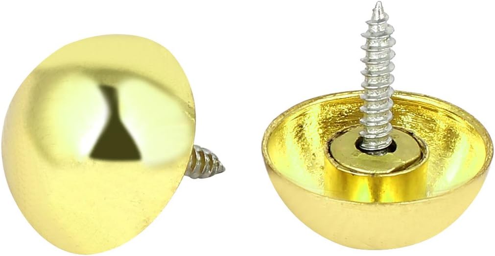 23mm Dia Quality Parts Head Metal Semicircle Screw Type Glass Mirror Nail Gold Tone 10pcs Model:96as579qo502