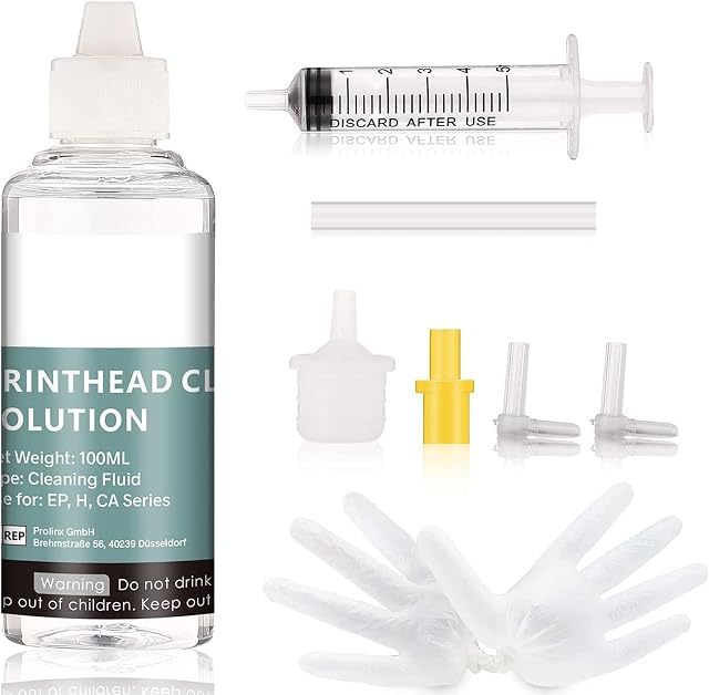IUBEST 100ml Printhead Cleaning Kit, Printer Cleaning Kit, Printer Nozzle Cleaner for Cleaning All Print Heads of Printers Epson, Canon, Brother, HP, Lexmark, Kodak and Samsung