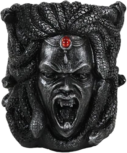 Ebros Gift Mitología griega Gorgona gótica hermanas diosa medusa con serpientes salvajes pelo y rojo sangre gema cabeza adorno papelería lápiz