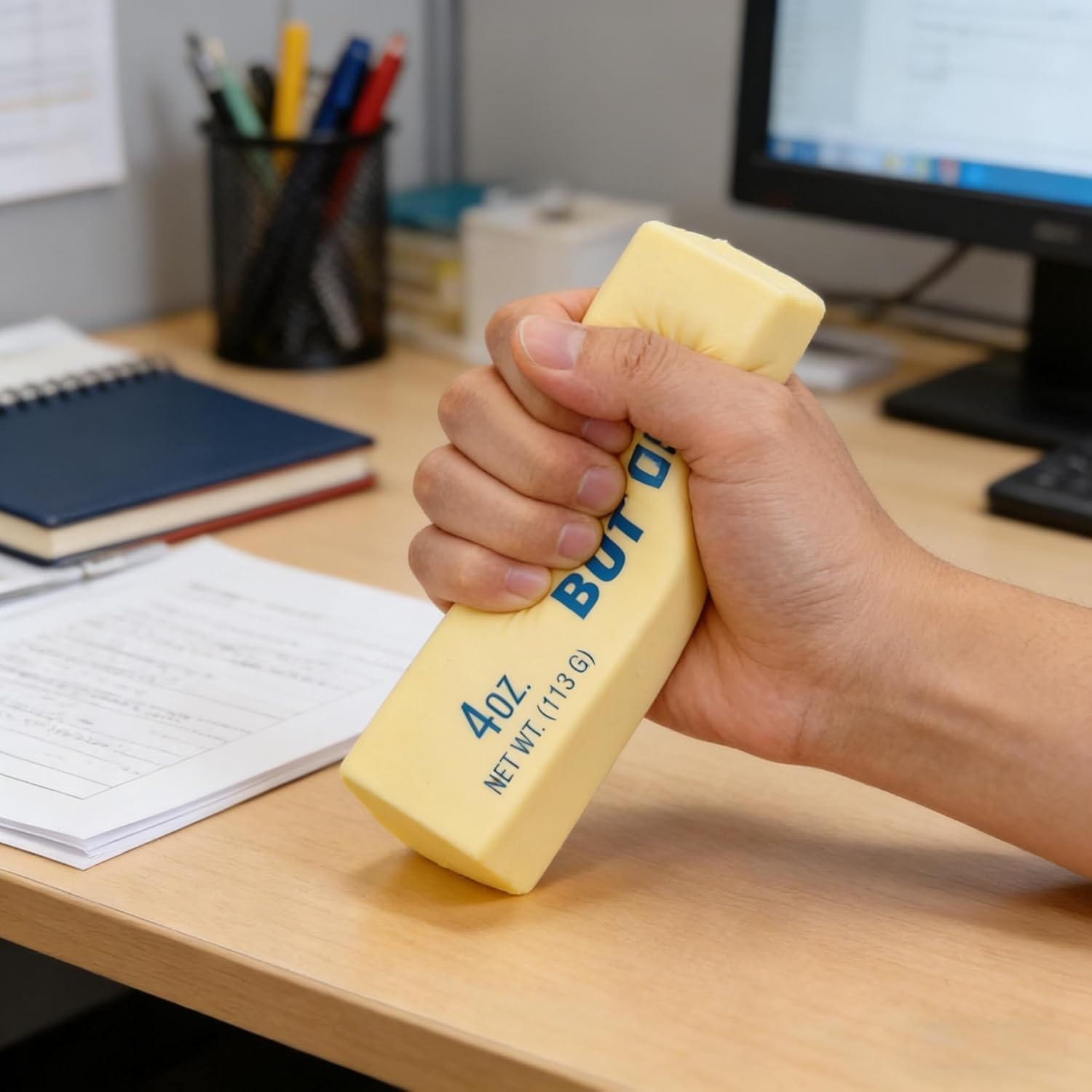 Slow Rebound Cute Butter Squeeze Stress Balls, Realistic Butter Stick Squishy Toy, Soft Stress Relief Fidget Toy for Stress Relief Anxiety Sensory Gifts for Adults (1PCS)