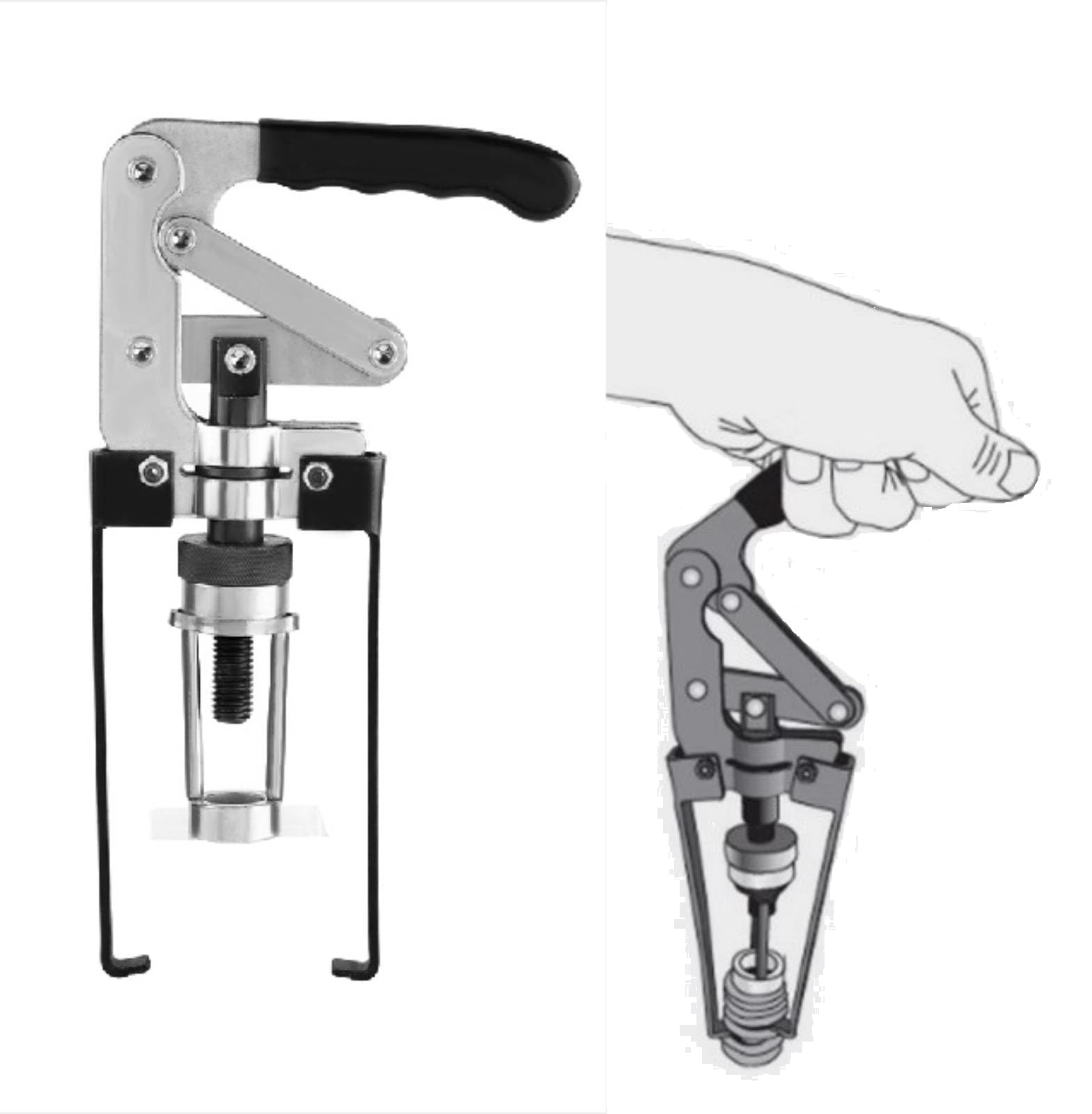 Compressore per molle valvole, attrezzo per la rimozione del compressore per molle valvole in testa Sostituzione del custode delle guarnizioni dei motori con impugnatura regolabile per acciaio OHV OHC