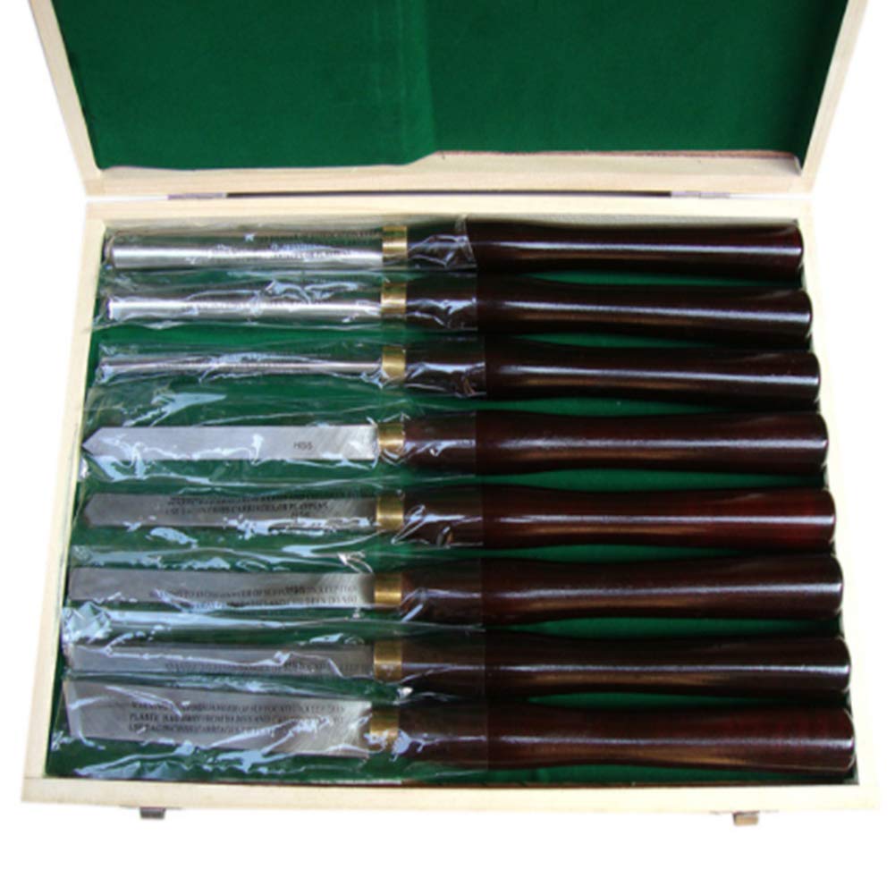 Jeu de Ciseaux à Bois, Jeu de Ciseaux pour Tour à Bois avec boîte en Bois, Tour à Gouge pour Tournage sur Bois (8 pièces)