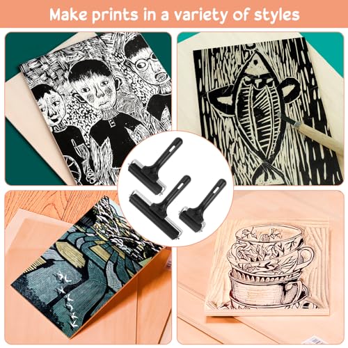 LPAMABA 6/10/15cm Gummiwalzen Gummi Malerwalze Farbwalze Farbroller Linolfarbwalze Linoldruck Walzen Kleberwalze Gummiroller Maler Andrückroller Brayer Roller Linoldruck Tintenfarbblock Blockdruck