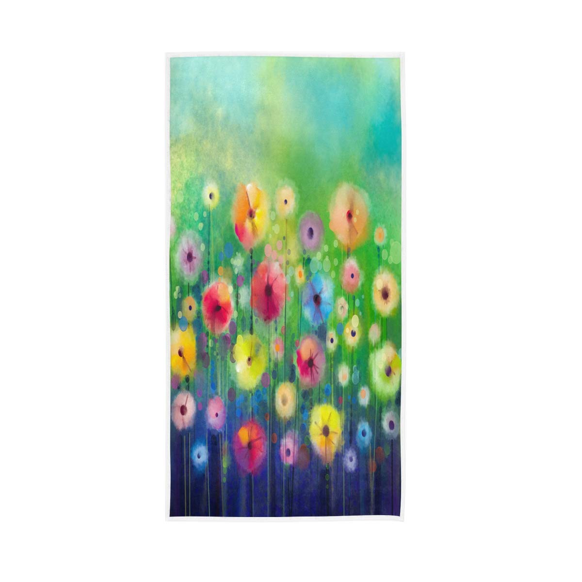 HUYGD Hand Towels Cotton Abstract Floral Watercolor Poppy Soft Towel Multipurpose Bathroom Beach Towel for Home Kitchen Swim Spa Gym, 30x15 inch