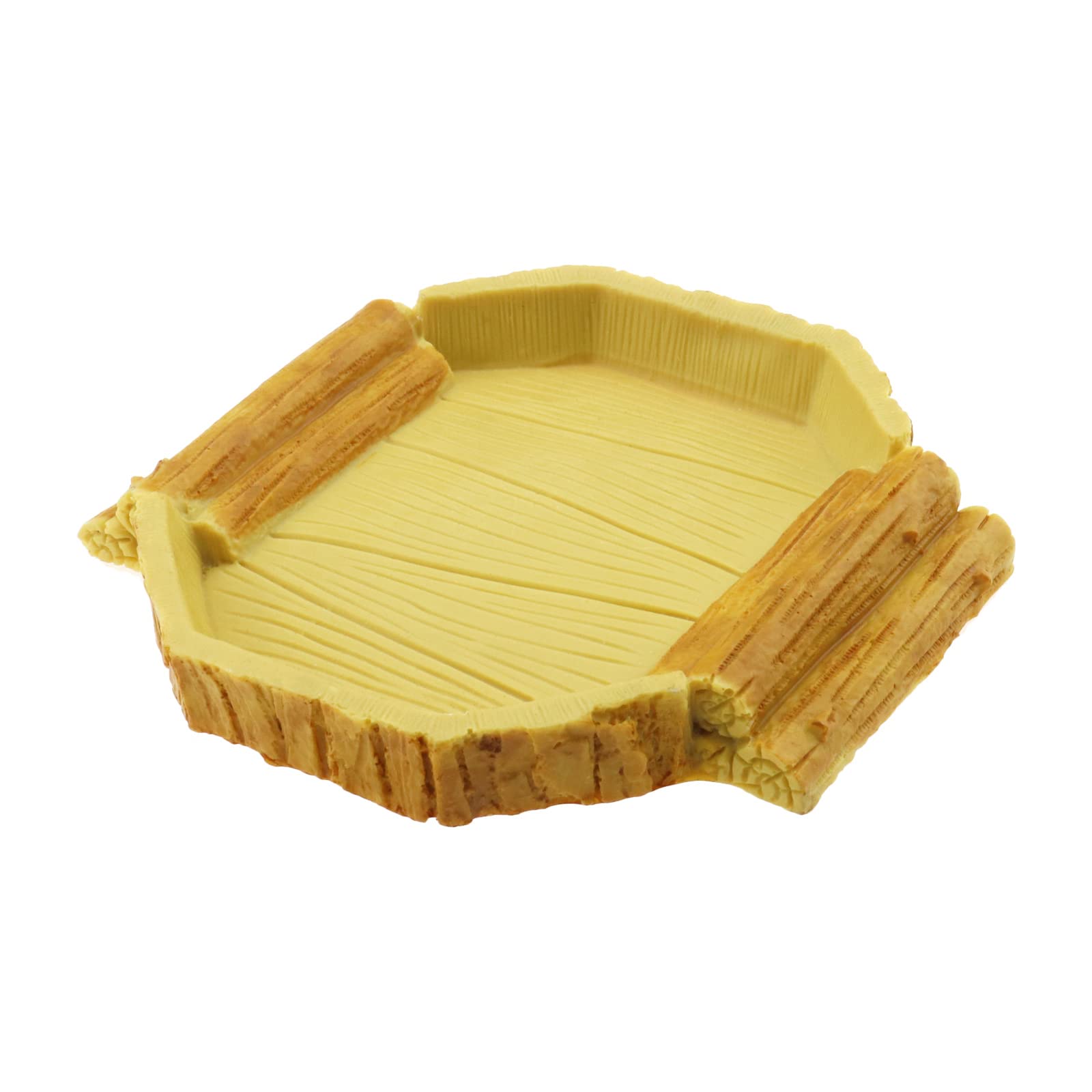 Bol à Eau Plat de Nourriture Dragon Barbu Caméléon Tortue Lézard Gecko Araignée Amphibiens 14.7x14x2cm Résine Jaune