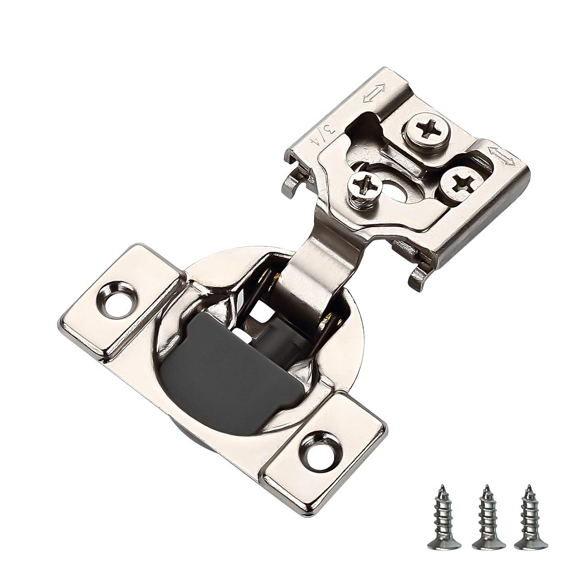 FURNIWARE10 Pieces Soft Closing Cabinet Hinges, 3/4 inch Overlay Cabinet Hardware Hinges Nickel Plated- 105 Degree