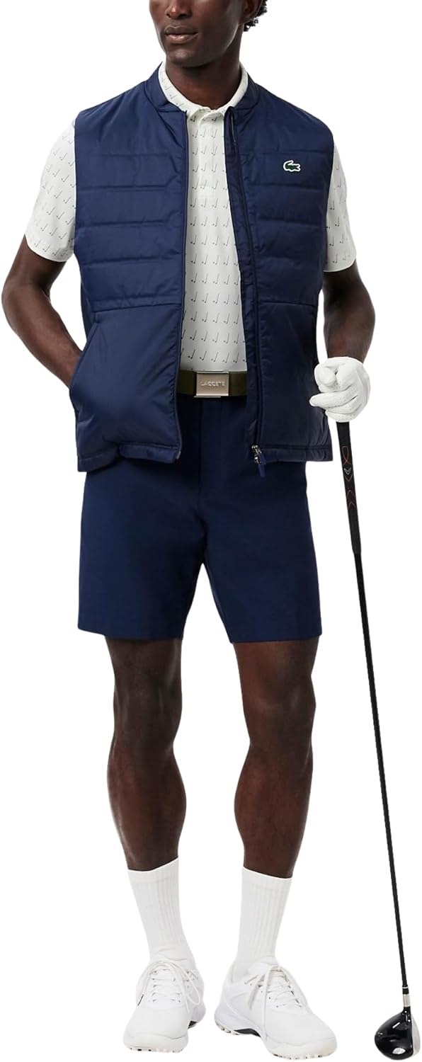 Lacoste Men's Regular Fit UV Protect All-Over Print Golf Polo Shirt, Flour/Flour/Sinople, 3X-Large