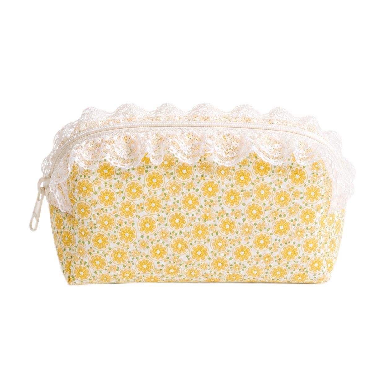 Lemon Yellow Makeup Pouch | Cosmetic & Travel Organizer Bag | Premium Fabric-image-23