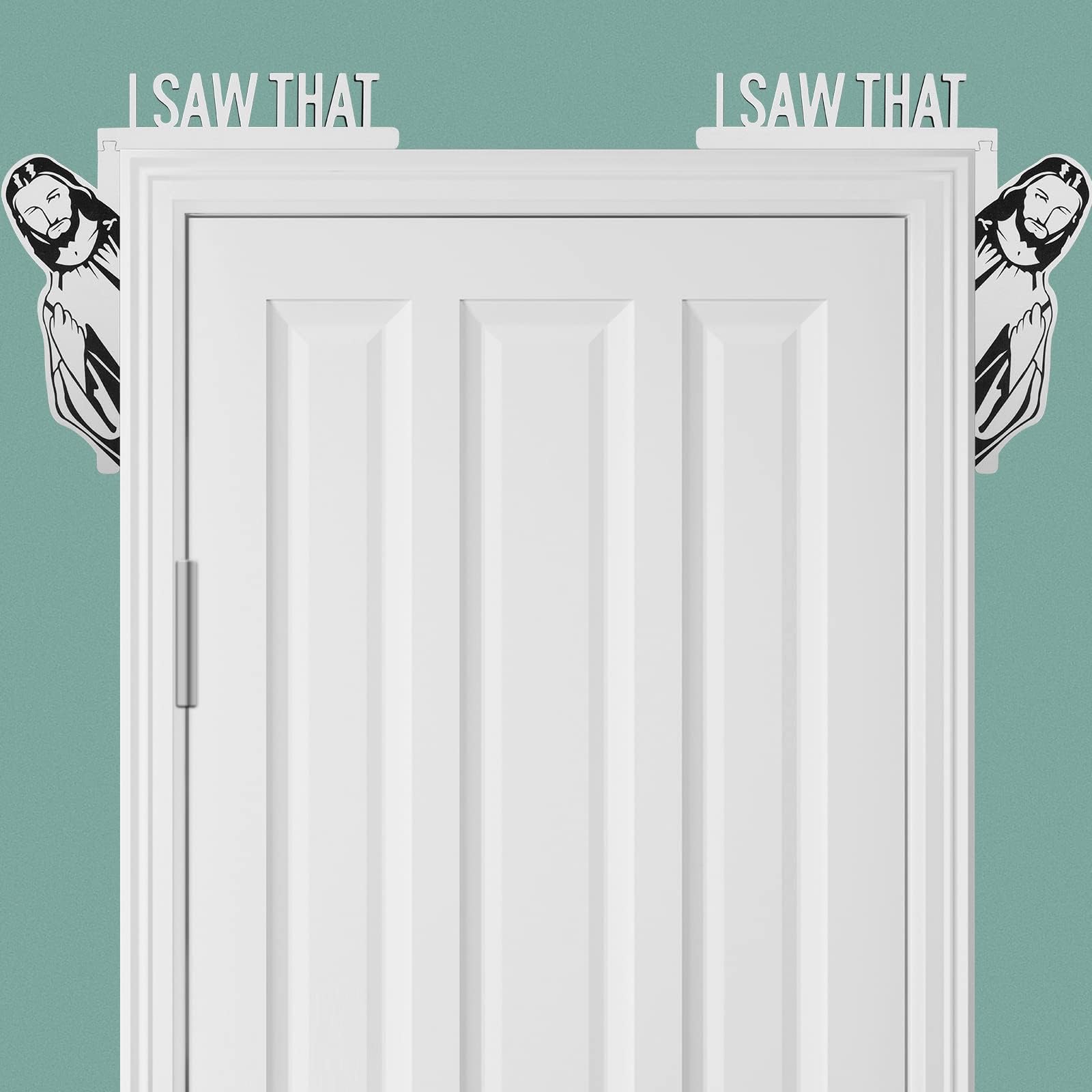2 Packs I Saw That Door Sitter Funny Home Decor I Saw That Door Corner Decor Wood Frame Window Corner Decoration for for Home Office Door Mirror Cabinet and More-Left&Right