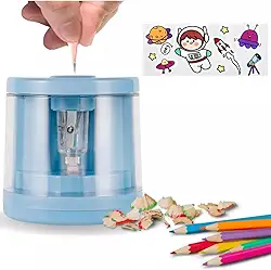 Apontador Elétrico Automático com Lâmina de Aço Inoxidável, Depósito para Resíduos, Design Moderno e Prático – Ideal para Estudantes, Escritório e Uso Diário Professor, faculdade - TYDA (AZULCLARO2)