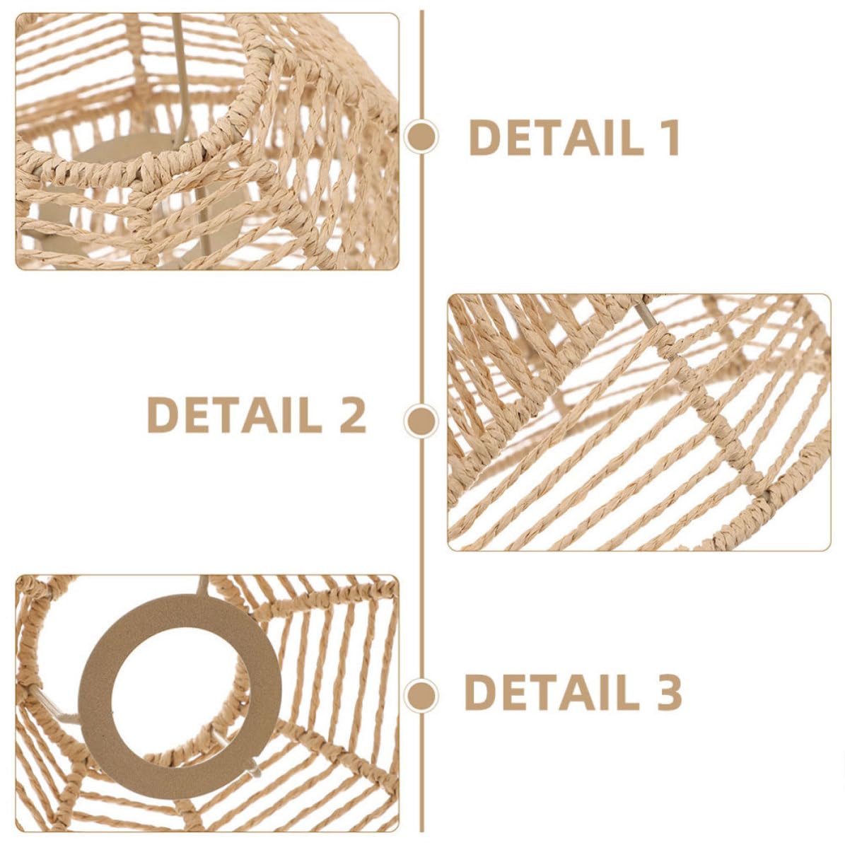 Paralume in Corda di Carta per Lampadario da Soffitto 2 Pezzi | Stile Cinese Semplice, Diffusione Luminosa Decorativa, Pratico da Usare, Copertura Creativa per Interni
