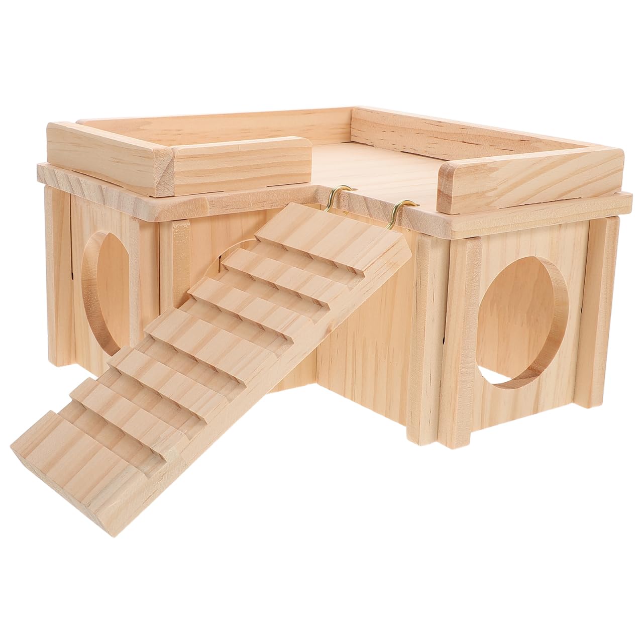 INOOMP Bearded Dragon Hideout with Climbing Ramp Basking Platform Wooden Reptile Habitat Lizard Shelter for Bearded Dragon Terrariums Accessories
