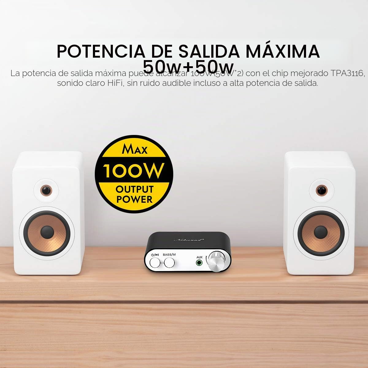 Nobsound NS-10G - Amplificador digital HiFi de 100 W con fuente de alimentación, Bluetooth, negro