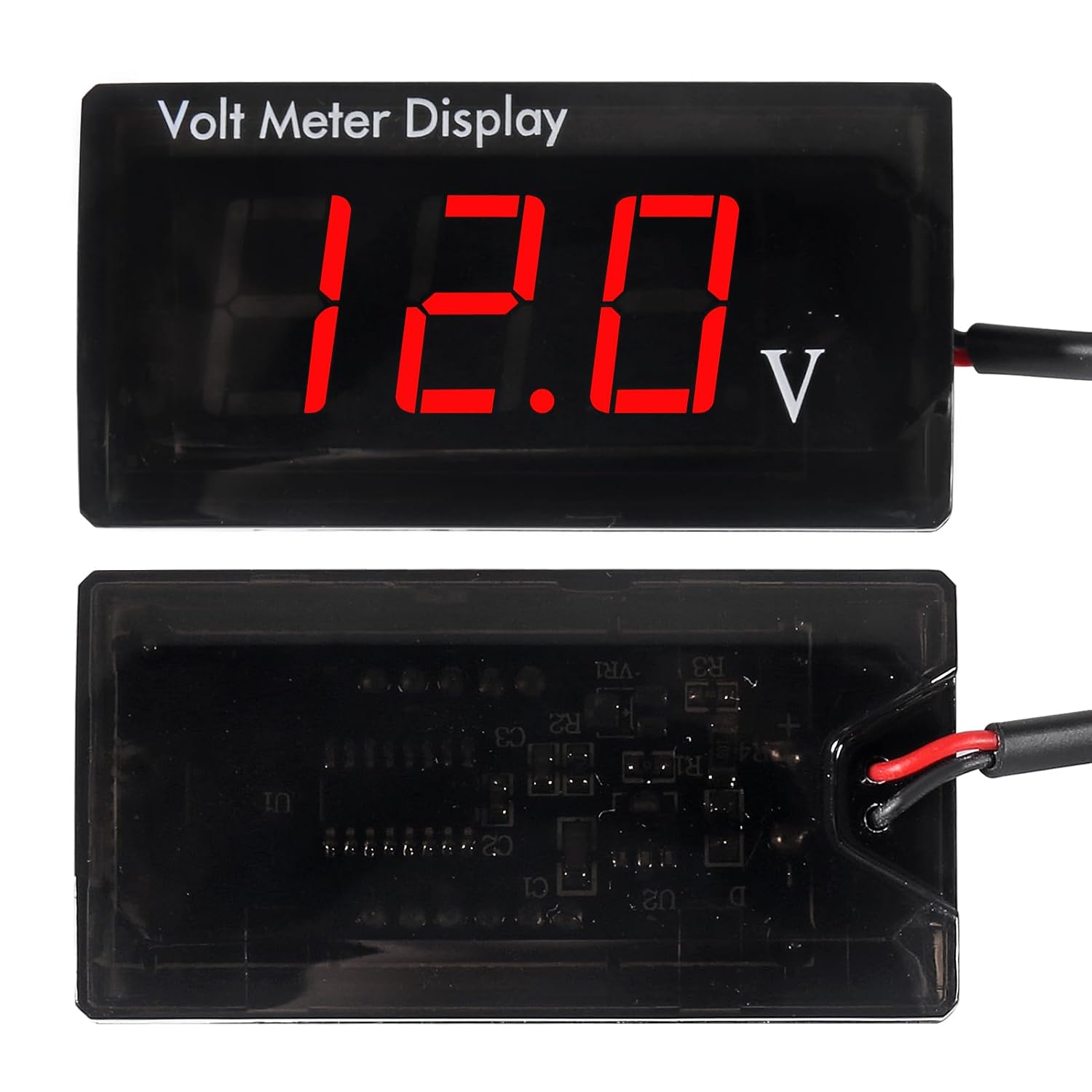 DC 12V Car Digital Voltmeter LED Display DC 5-28V Voltage Volt Meter Waterproof Gauge for Car Motorcycle (Red)