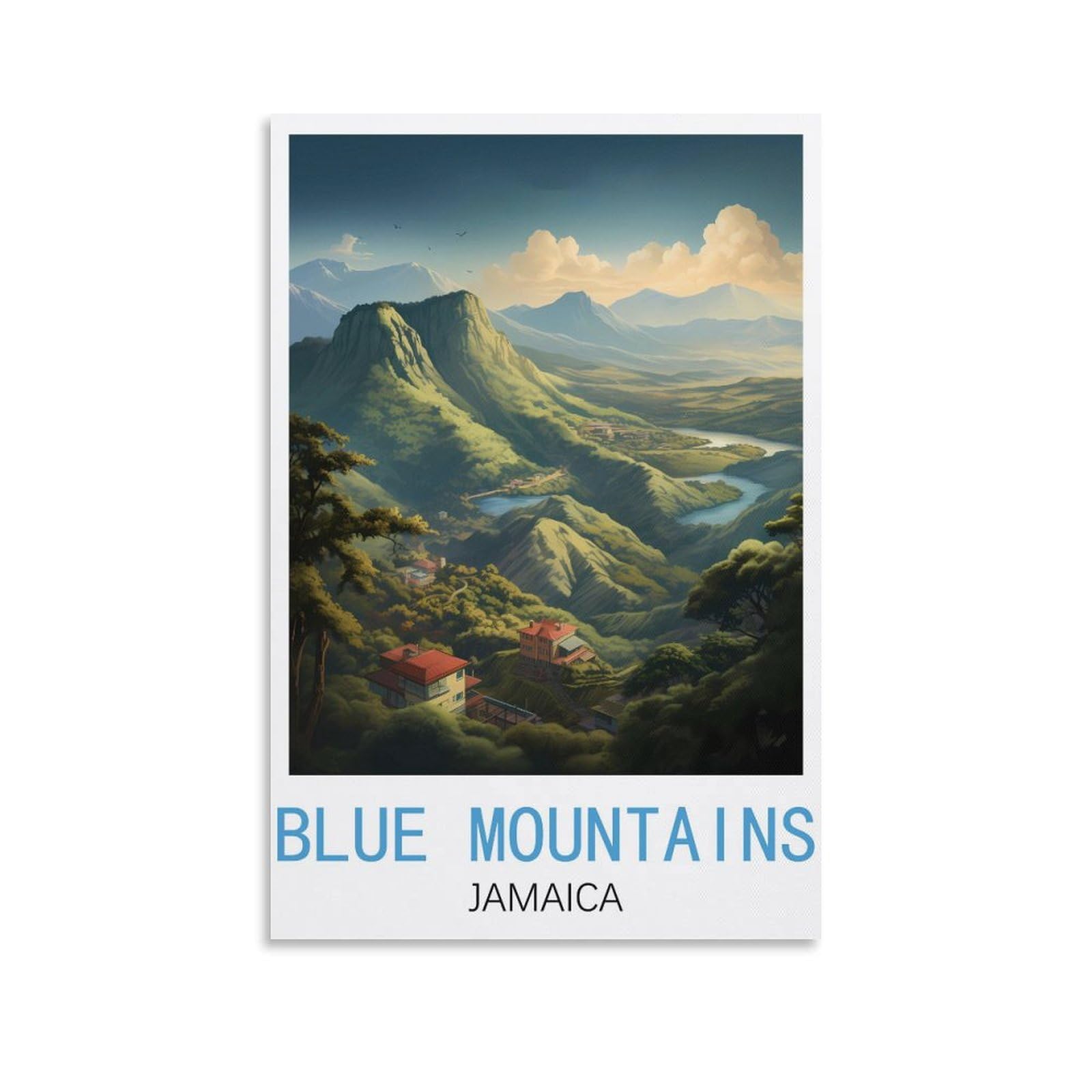 EZMLFA DIY 5D Diamond Painting Kits for Adults,Blue Mountains Jamaicas DIY Diamond Art Kits Gem Painting Crafts for Home Wall Decor 40x40cm