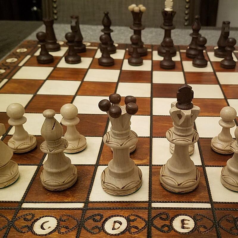 Miniatura 6 de GAENZA Nuevo juego de ajedrez profesional, juego de ajedrez de madera plegable con piezas de ajedrez y ranuras de almacenamiento, juegos de mesa