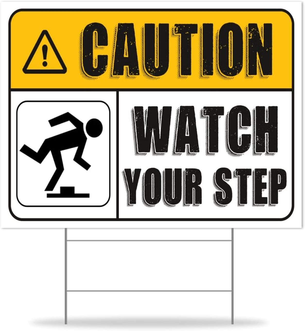 Caution Watch Your Step Yard Signs Warning Sign with Stakes Notice Attention Funny Sarcastic Sign 18x24in Durable Weather Outdoor Decorations Signs for Home Yard Lawn Party Decor