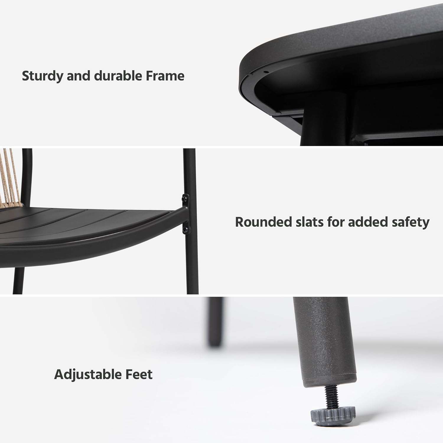 LAUSAINT HOME 7 Pieces Outdoor Patio Dining Set, Wicker Rattan Furniture Set with Umbrella Hole Cut-Out Metal Table and 6 Chairs for Garden, Backyard, Deck, Balcony, Black