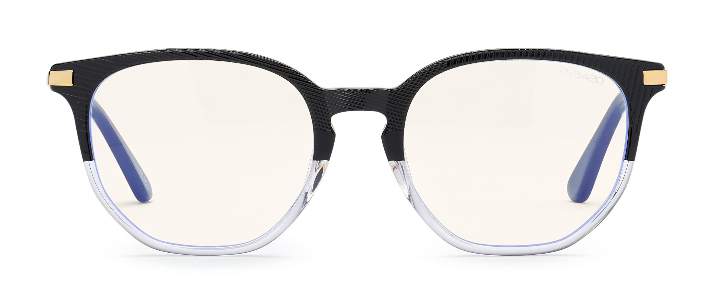 Bollé Safety PRBBARC204 BARCELONA Gafa de Contra, Lente de PC Incoloro, Tecnología PRB420, Bloqueador de la Luz Azul, Montura de Acetato Gradiente Negro y Cristal con Montura Dorada para Mujeres