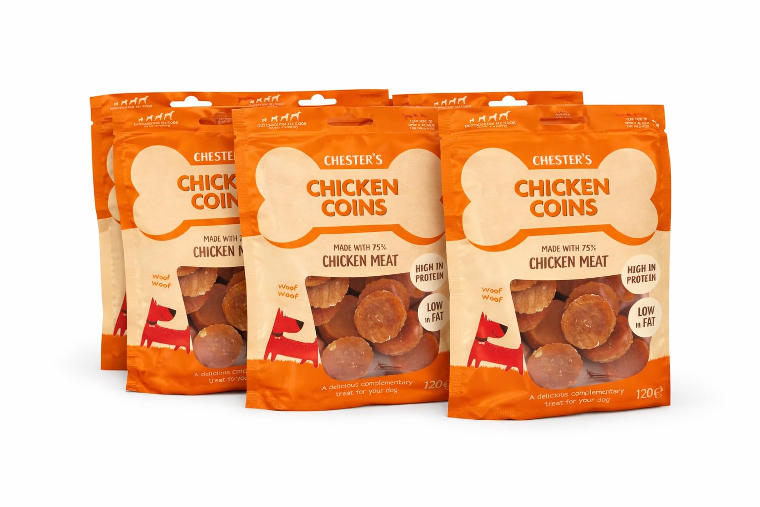 Chester’s Chicken Coins Dog Treats 6 Pack (6 x 120g) – 75% Chicken Meat, High Protein & Low Fat – Natural Dog Snacks for Training & Reward – No Artificial Flavours or Preservatives