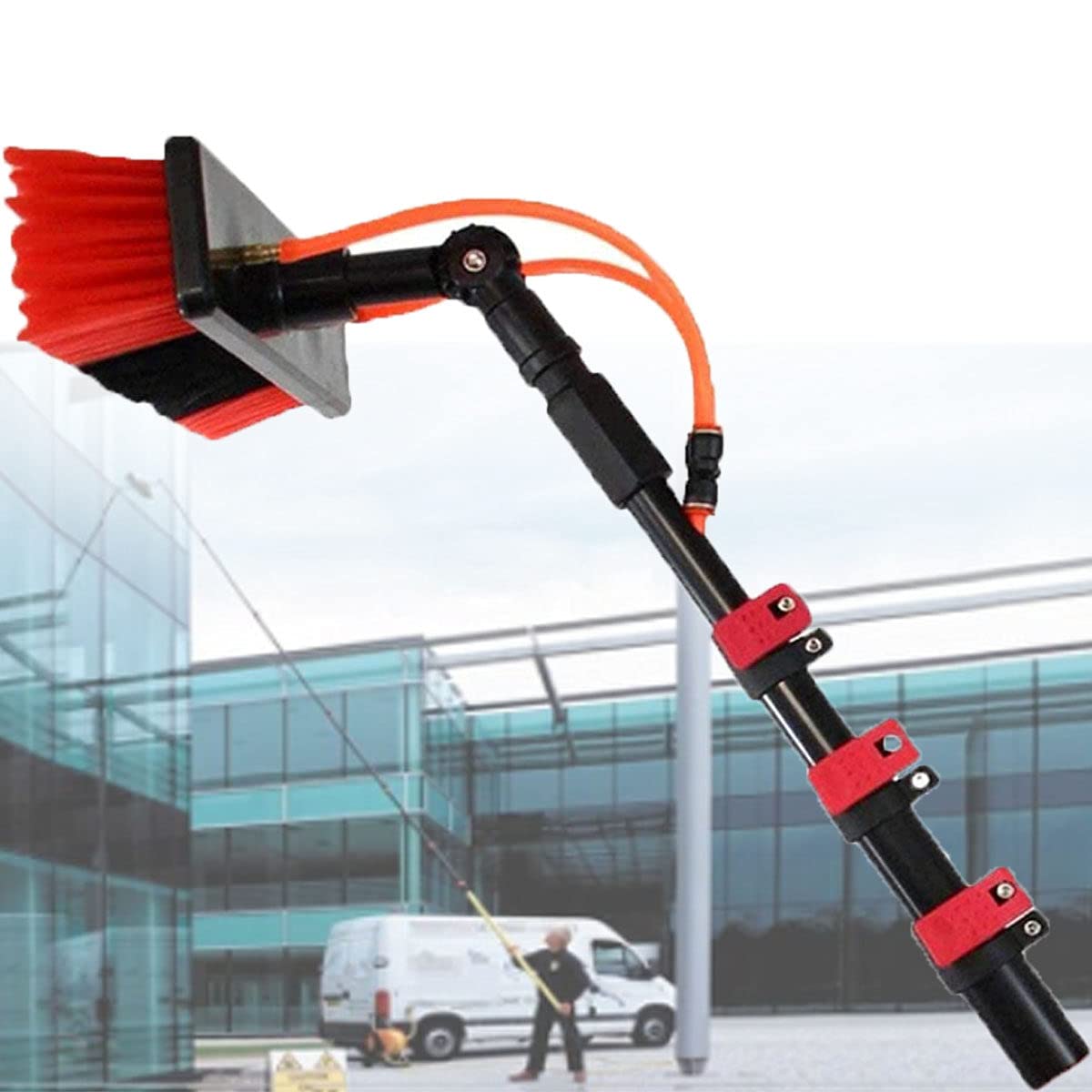 DUANHOZ Telescopic Rod Window Cleaning, Solar Panel Cleaning Brush And Pole Water Fed, 3.6-11M For Photovoltaic Panel Cleaning, Trucks Windows, Window Glass Wall,12Ft/3.6M,12FT/3